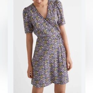 & Other Stories Floral Wrap Dress - Purple and Yellow